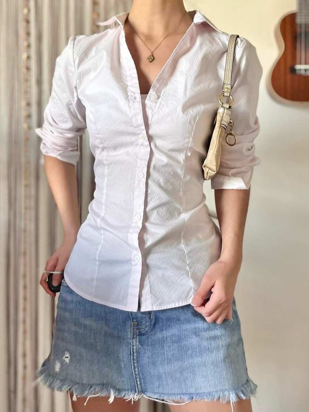 H&M pinstripe button up shirt